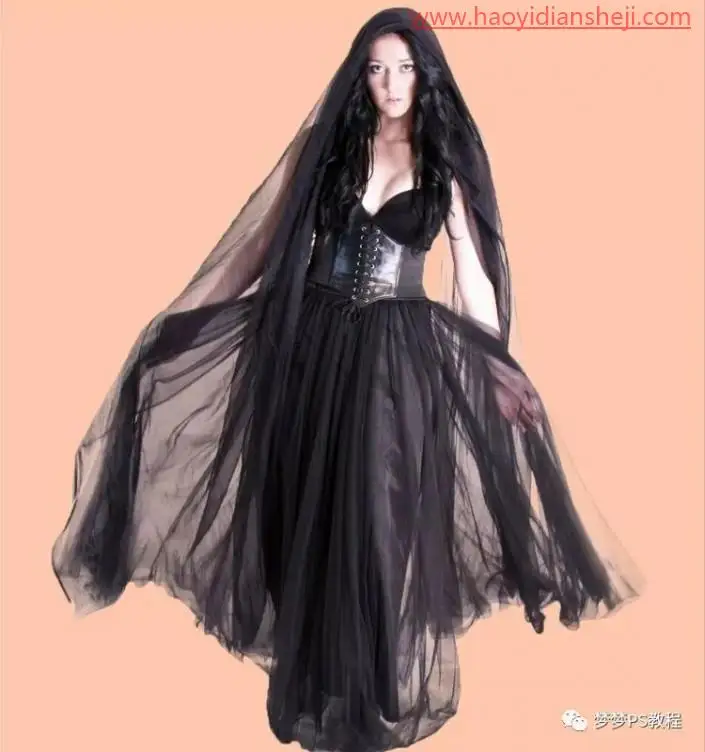 抠婚纱，通过ps抠出黑色透明的婚纱照片_www.haoyidiansheji.com