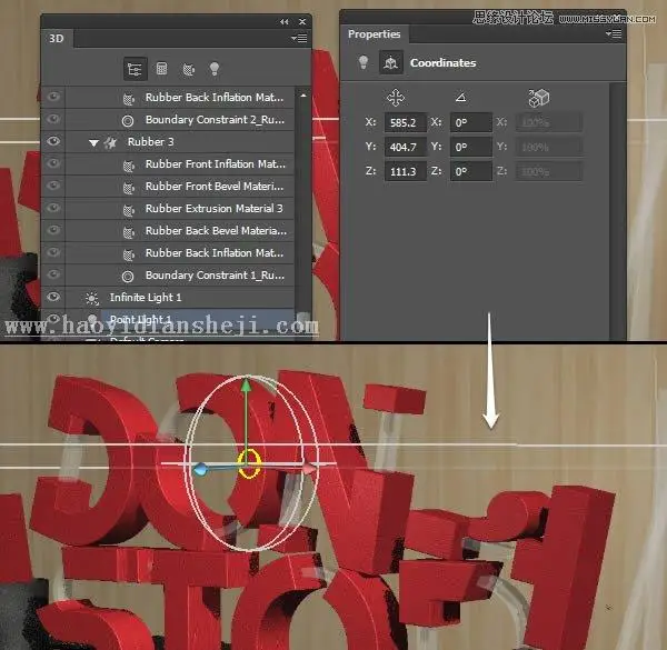 3D字体，通过PS制作红色积木立体文字图片_www.haoyidiansheji.com