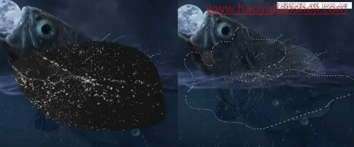 场景合成，在PS中合成一幅大鱼吞月的超现实场景_www.haoyidiansheji.com