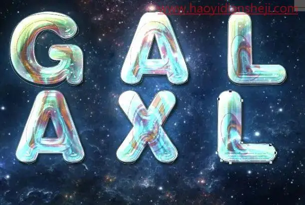 字体制作，制作炫酷的星光质感字体效果_www.haoyidiansheji.com