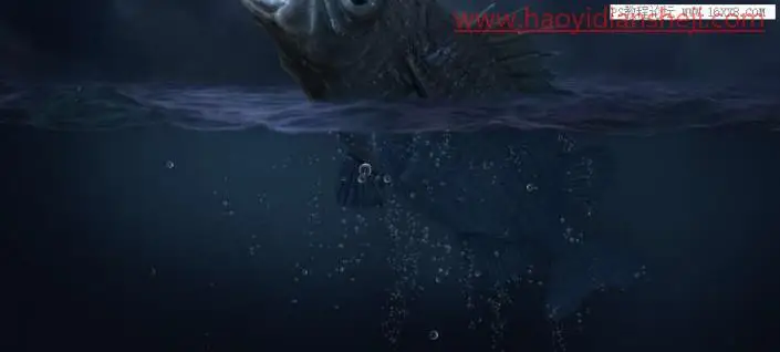 场景合成，在PS中合成一幅大鱼吞月的超现实场景_www.haoyidiansheji.com