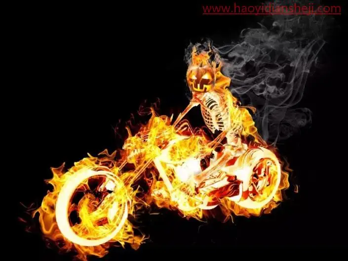 场景合成，在PS中制作超炫的火焰骷髅创意照片_www.haoyidiansheji.com