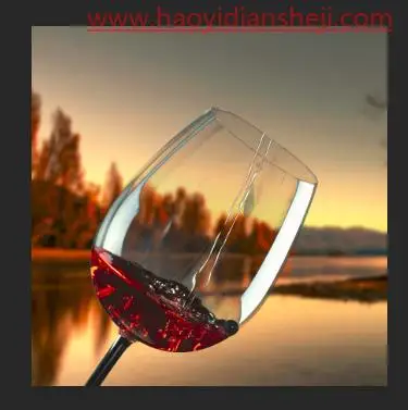 抠玻璃，用PS抠出水流入杯子的图片_www.haoyidiansheji.com