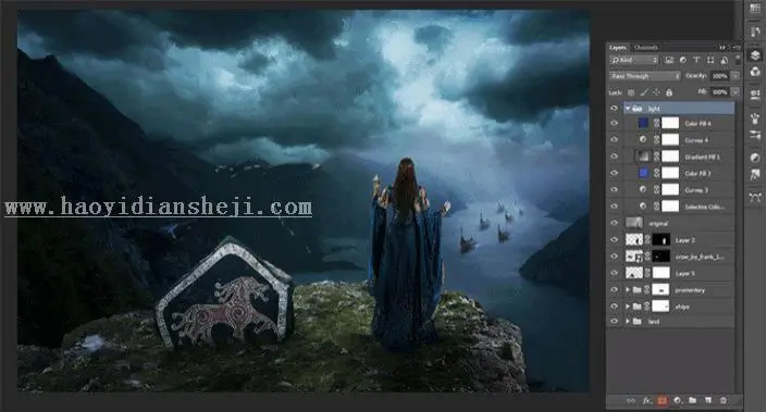 场景合成，在PS里创建一个魔幻瑰丽的场景_www.haoyidiansheji.com