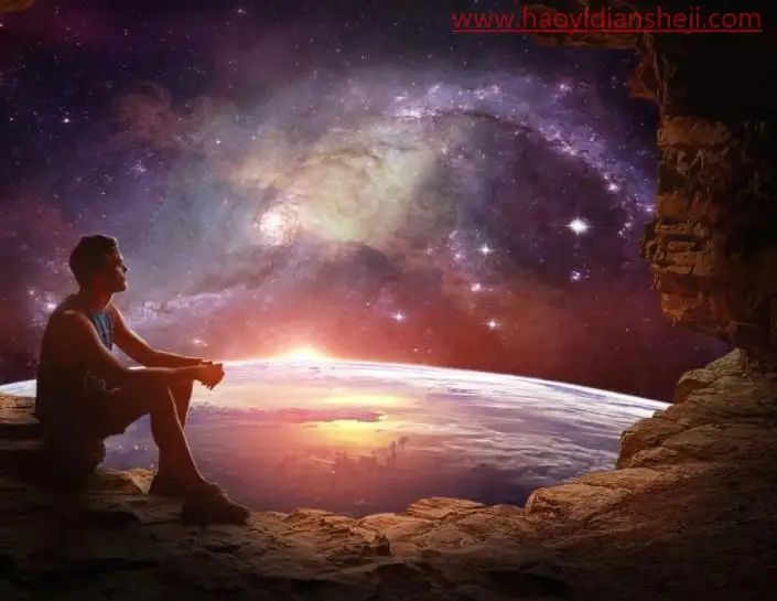 场景合成，制作一个在岩石上欣赏星空的男人_www.haoyidiansheji.com