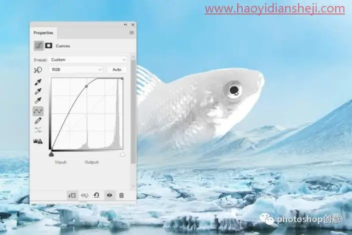 创意合成，合成冰冻特效的金鱼场景_www.haoyidiansheji.com