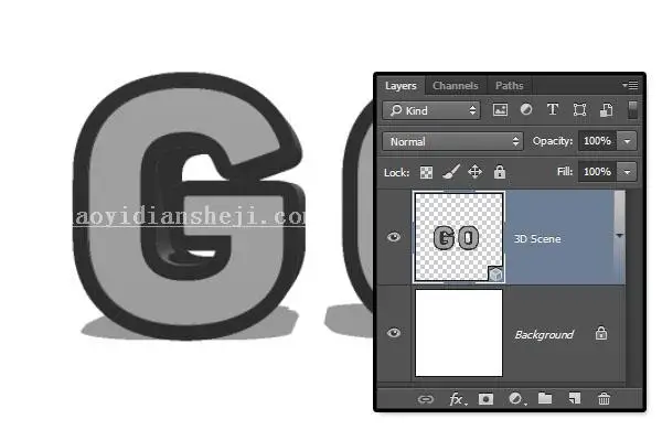 3D功能，用PS中的3D功能制作金属材质的文字_www.haoyidiansheji.com