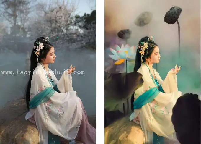 古风后期，通过PS调出唯美的古风人像照片_www.haoyidiansheji.com