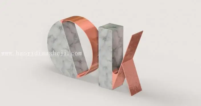 3D功能，通过PS中的3D功能设计大理石玫瑰材质的文字_www.haoyidiansheji.com