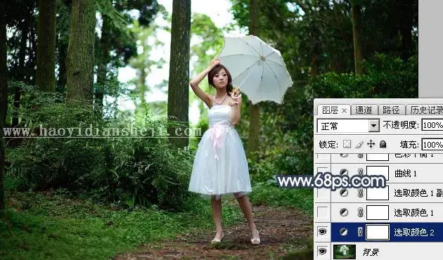霞光效果，给树林人物增加暗调霞光效果_www.haoyidiansheji.com