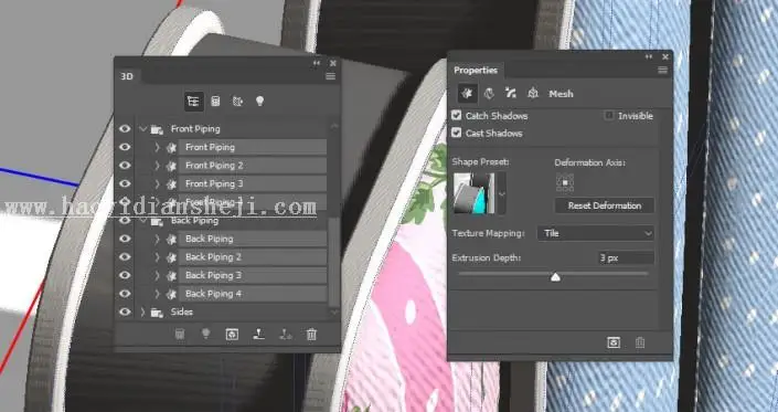 3D功能，通过PS的3D功能制作沙发上的靠枕_www.haoyidiansheji.com