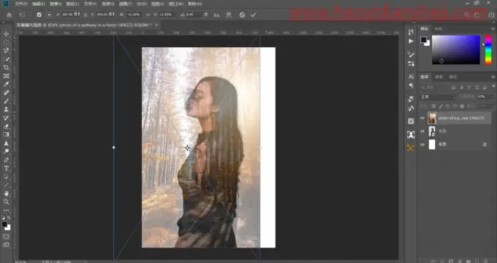 重曝效果，制作简单实用的双重曝光人物照片_www.haoyidiansheji.com