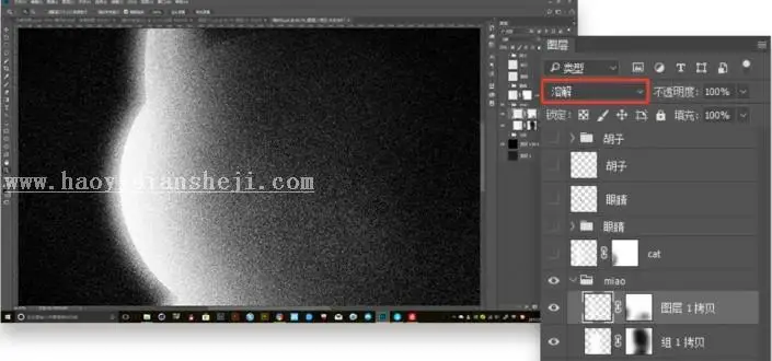 图案绘制，用PS制作颗粒猫咪_www.haoyidiansheji.com
