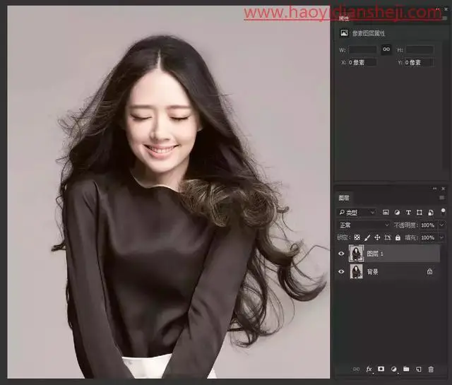 抠发丝，通过PS抠出郭碧婷的头发丝丝_www.haoyidiansheji.com