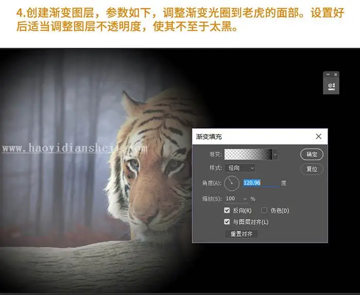 场景合成，合成巨型老虎魔幻场景_www.haoyidiansheji.com