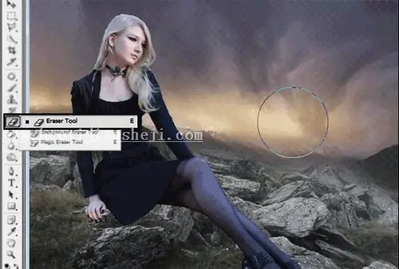 场景合成，合成一个美女在深山的神秘场景_www.haoyidiansheji.com