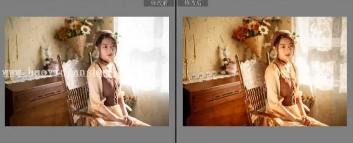 复古色，用PS把室内人像调出油画般的温暖色调_www.haoyidiansheji.com