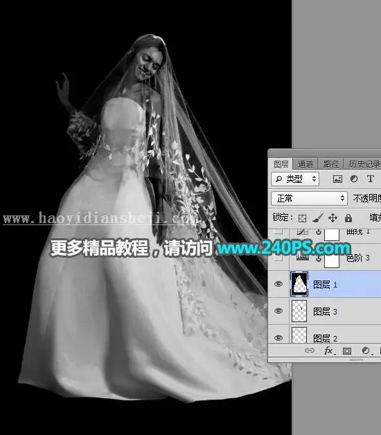抠婚纱，通过PS把婚纱照片从复杂的背景中抠出来_www.haoyidiansheji.com