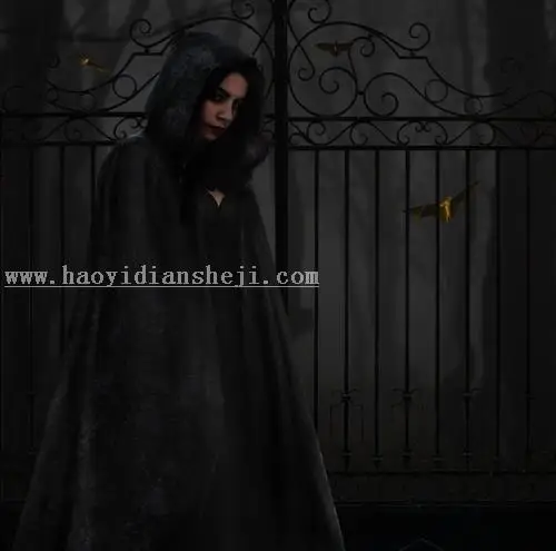 女巫场景，合成恐怖的暗黑女巫场景_www.haoyidiansheji.com