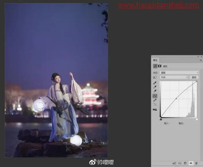 夜景人像，通过LR给夜景古风人像进行修图_www.haoyidiansheji.com