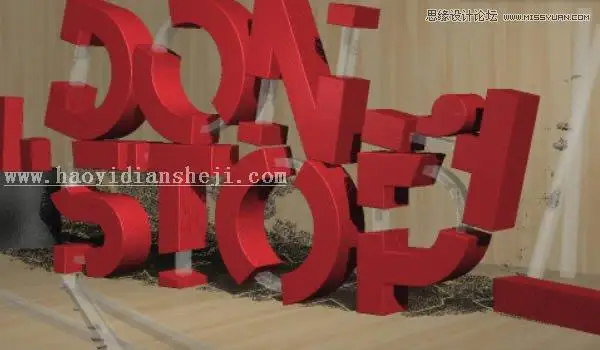 3D字体，通过PS制作红色积木立体文字图片_www.haoyidiansheji.com