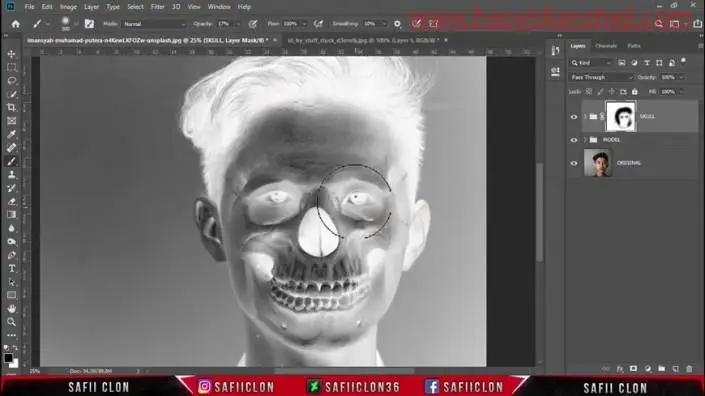 场景合成，在PS里合成一个具有投射效果的骷髅头像_www.haoyidiansheji.com