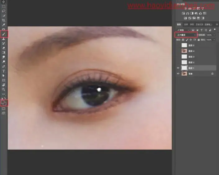 双眼皮，给贴双眼皮贴的眼睛PS的更加自然_www.haoyidiansheji.com
