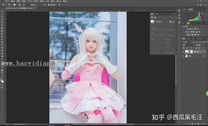 粉色调，用PS把动漫cosplay人像调成嫩粉色_www.haoyidiansheji.com