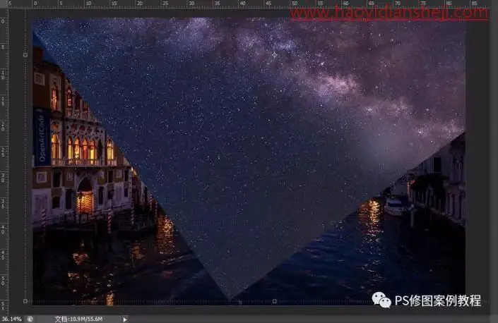 图片效果，通过PS把普通夜景照片制作成银河效果照片_www.haoyidiansheji.com
