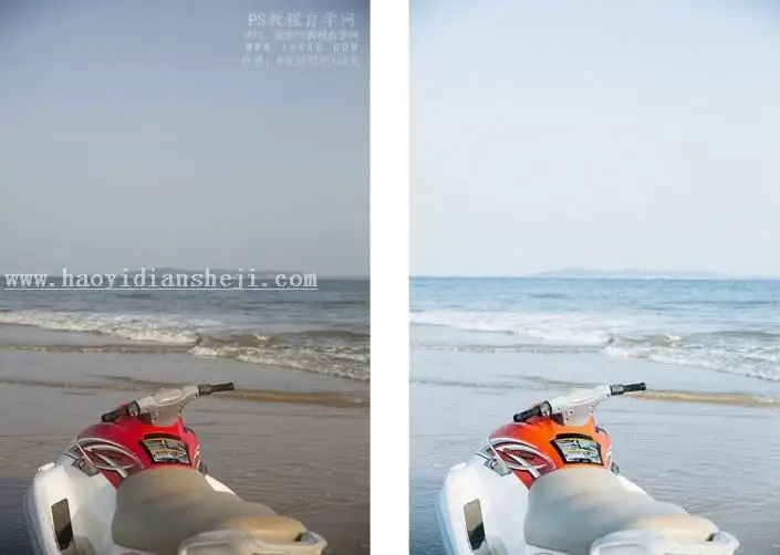 LR调色，沙滩自行车调色实例_www.haoyidiansheji.com