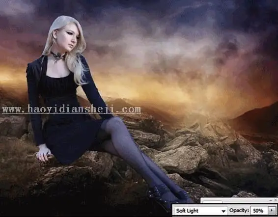 场景合成，合成一个美女在深山的神秘场景_www.haoyidiansheji.com