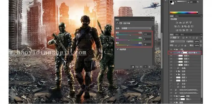 海报制作，用PS制作热血游戏战争海报_www.haoyidiansheji.com