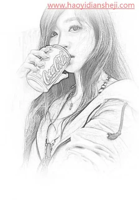 素描效果，快速通过ps把人物转为精细的铅笔素描照片_www.haoyidiansheji.com