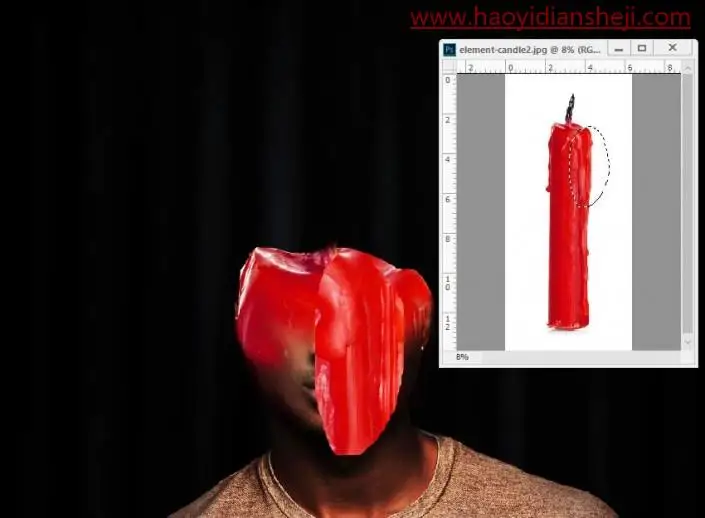 恶搞合成，通过PS设计一幅创意蜡烛人的造型_www.haoyidiansheji.com