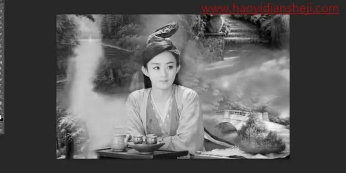 彩铅效果，把赵丽颖的剧照制作成彩铅效果照片_www.haoyidiansheji.com