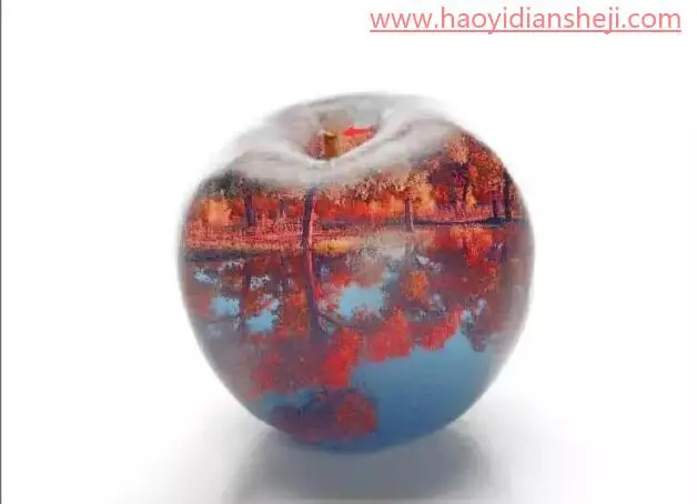 艺术合成，合成一个风景优美的水晶苹果_www.haoyidiansheji.com