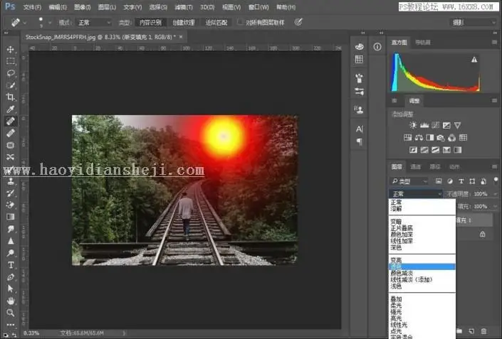 晚霞效果，用PS给普通照片添加梦幻的晚霞效果_www.haoyidiansheji.com