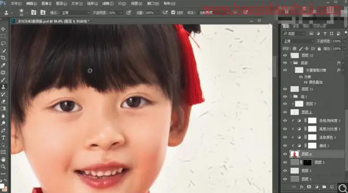 儿童摄影，制作新春贺喜主题的儿童照片_www.haoyidiansheji.com