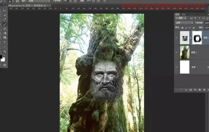 创意合成，合成一张老人与树在一起的奇幻场景_www.haoyidiansheji.com