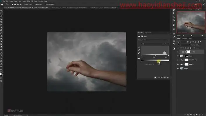 奇幻合成，制作合成发光蝴蝶遇到的熔岩手臂_www.haoyidiansheji.com