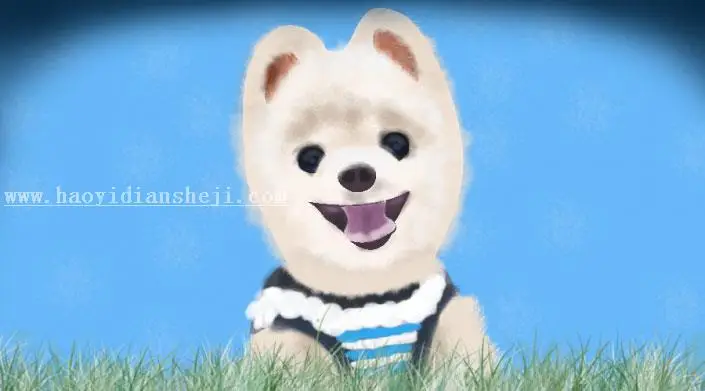 手绘动物，绘画小狗手绘板教程_www.haoyidiansheji.com