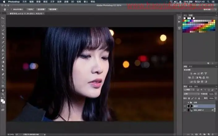 夜景人像，PS中夜景人像后期修图的具体步骤_www.haoyidiansheji.com