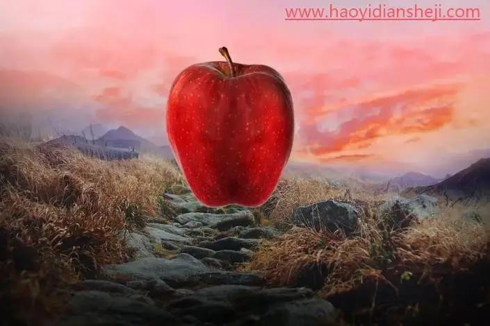 创意合成，合成森林里的苹果童话屋_www.haoyidiansheji.com