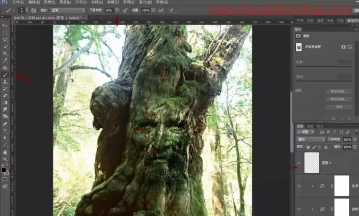 创意合成，合成一张老人与树在一起的奇幻场景_www.haoyidiansheji.com