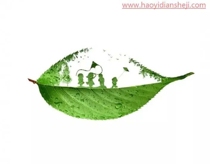 树叶剪影，通过PS制作一款创意的树叶剪影_www.haoyidiansheji.com