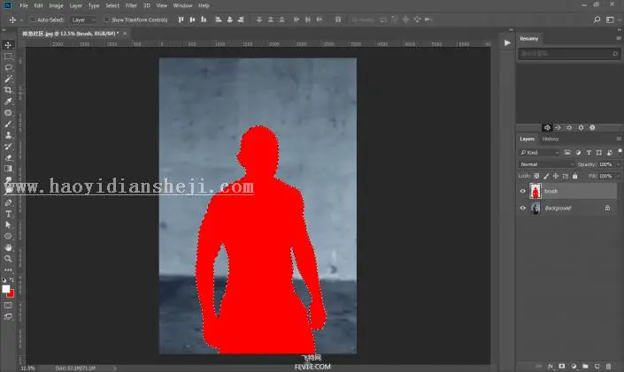 水彩效果，用PS中的动作制作狂野派人物水彩画效果_www.haoyidiansheji.com