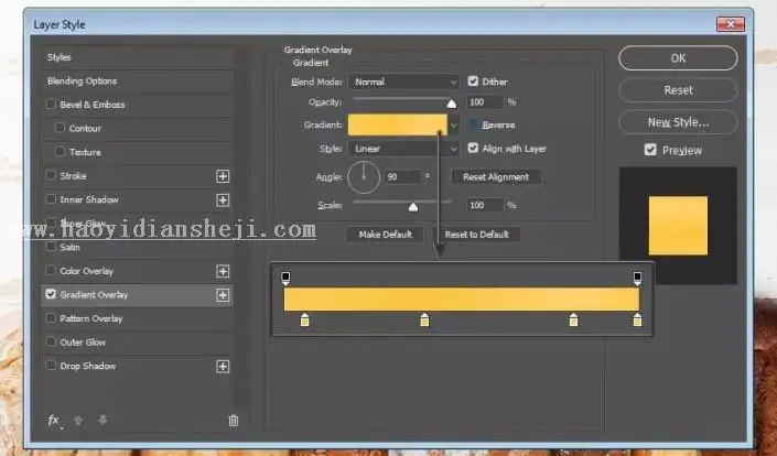 文字设计，通过PS制作奶酪样式的文字_www.haoyidiansheji.com