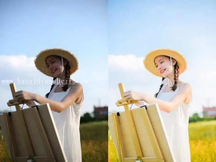 人像后期，通过PS把室外拍摄的人像调出田园少女风格的色调_www.haoyidiansheji.com