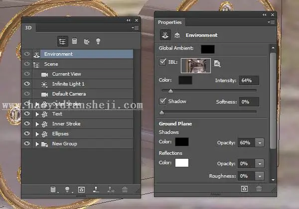 3D功能，用PS中的3D功能制作金属材质的文字_www.haoyidiansheji.com