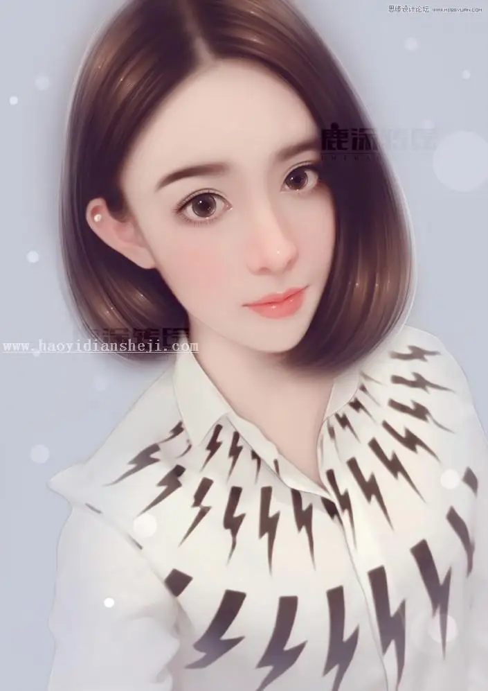 转手绘，用PS把手机自拍照变成漂亮转手绘_www.haoyidiansheji.com